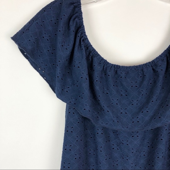 iZ Byer Loose Off the Shoulder Navy Blue Tank Top - Picture 7 of 8